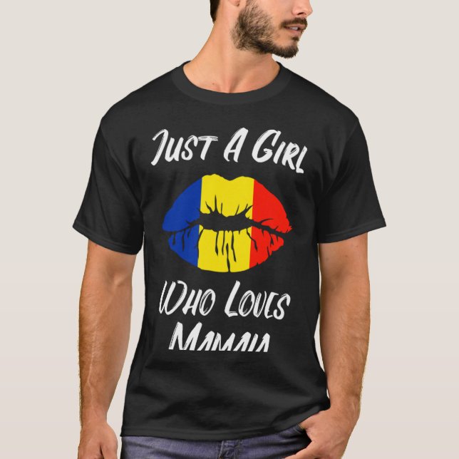 T-shirt Lèvres Bouche Aimer Roumain Drapeau Mamaia (Devant)