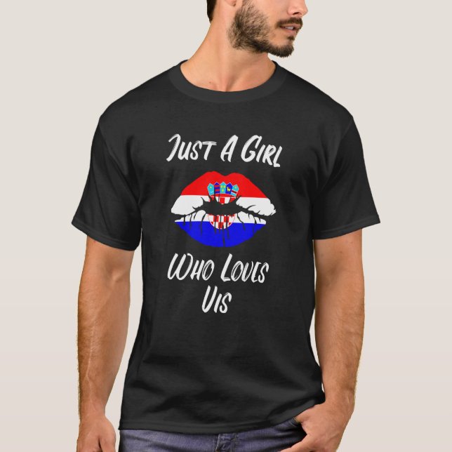 T-shirt Lèvres Bouche Amour Croatie Drapeau Vis (Devant)