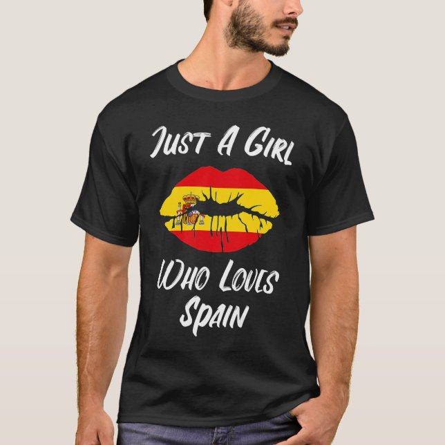 T-shirt Lèvres Bouche Amour drapeau espagnol Espagne (Devant)