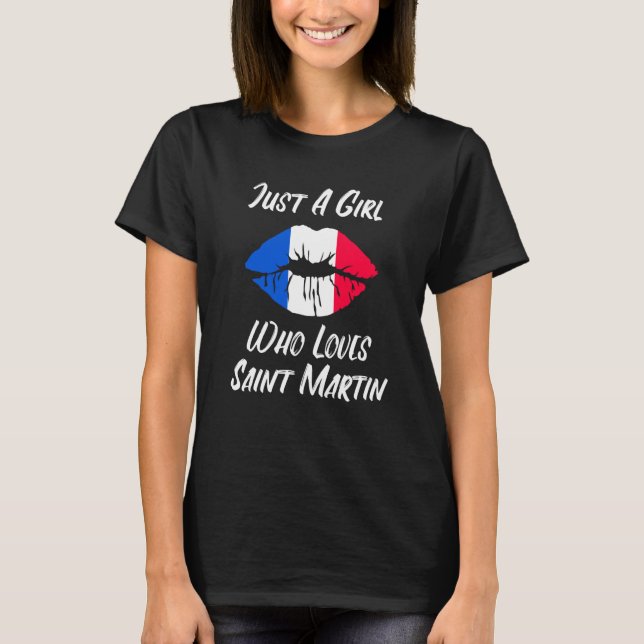 T-shirt Lèvres Bouche Amour Drapeau Français Saint Martin (Devant)