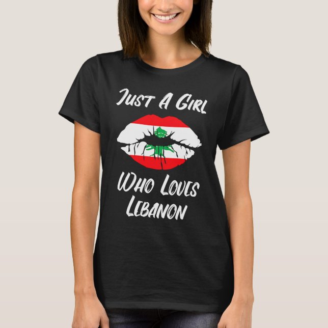 T-shirt Lèvres Bouche Amour Drapeau Libanais (Devant)