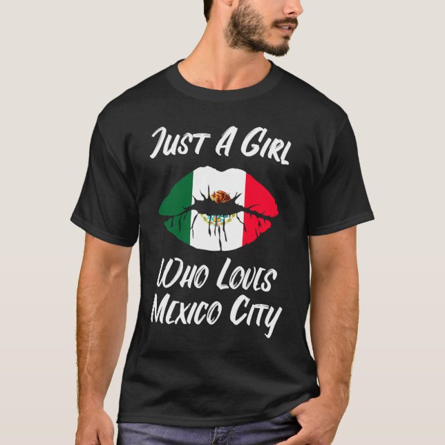 T-shirt Lèvres Bouche Amour Drapeau Mexicain Ville Mexicai (Devant)