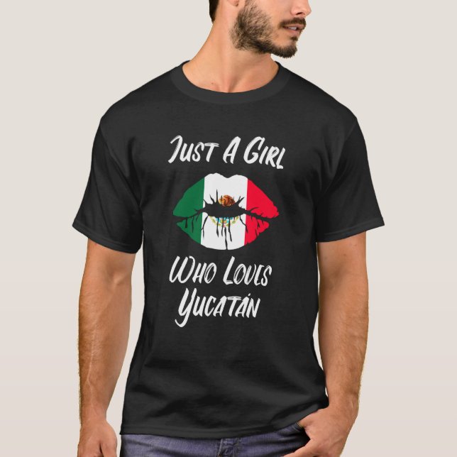 T-shirt Lèvres Bouche Amour Drapeau Mexicain Yucatan (Devant)