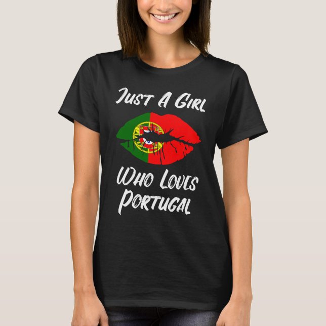 T-shirt Lèvres Bouche Amour Portugais Drapeau Portugal (Devant)