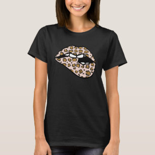 T-shirt Lèvres Bouche rose Empreinte de léopard Femmes mig