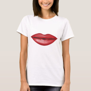 T-shirt Lèvres Brillantes Rouges Baiser Chic Glamour Moder