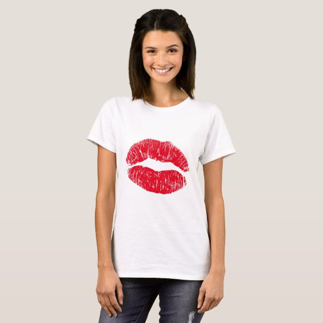 T-shirt Lèvres de baiser rouges (Devant entier)