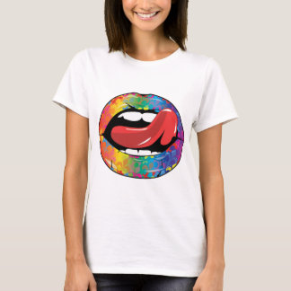 T-shirt Lèvres de Fleur De Rainbow Licking