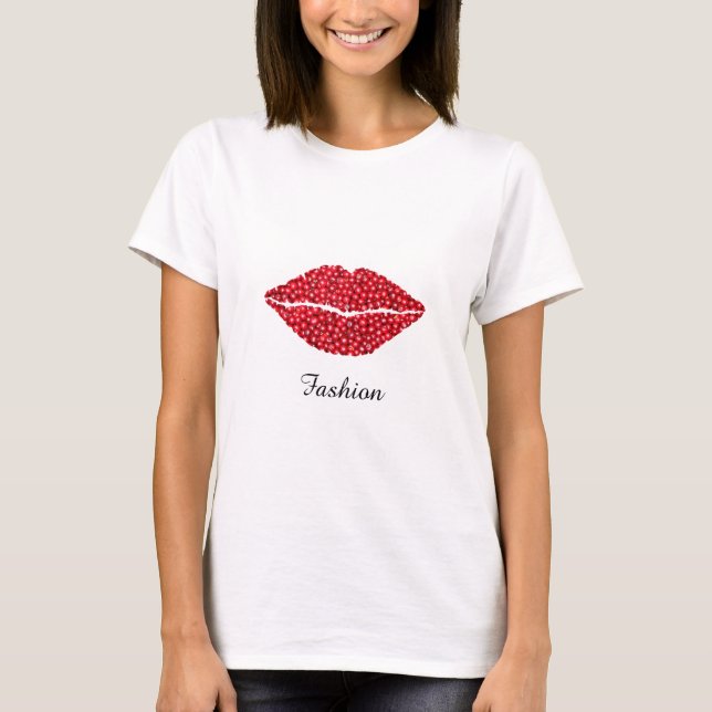 T-shirt Lèvres de fruits et calligraphie au curry tendance (Devant)