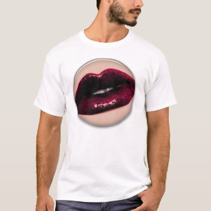 T-shirt Lèvres de scintillement d'un rouge ardent de