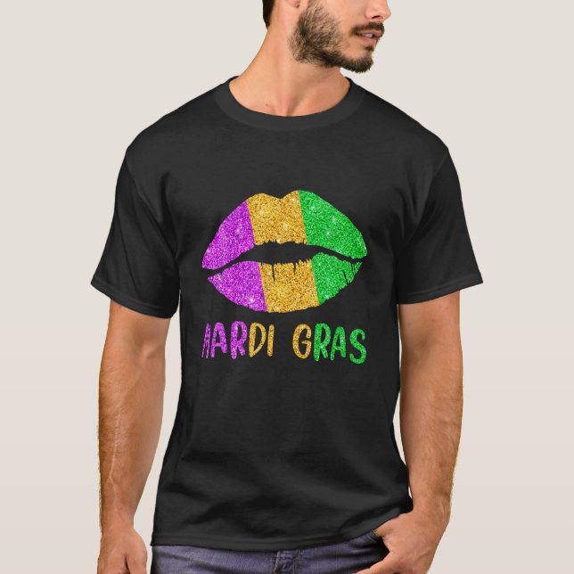 T-shirt Lèvres Déchirantes Fleur De Lys Mardi Gras Drôle (Devant)