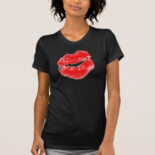 T-shirt Lèvres d'un rouge ardent de diva de roche