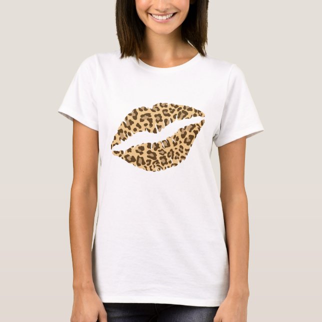 T-shirt Lèvres Empreintes de léopard (Devant)