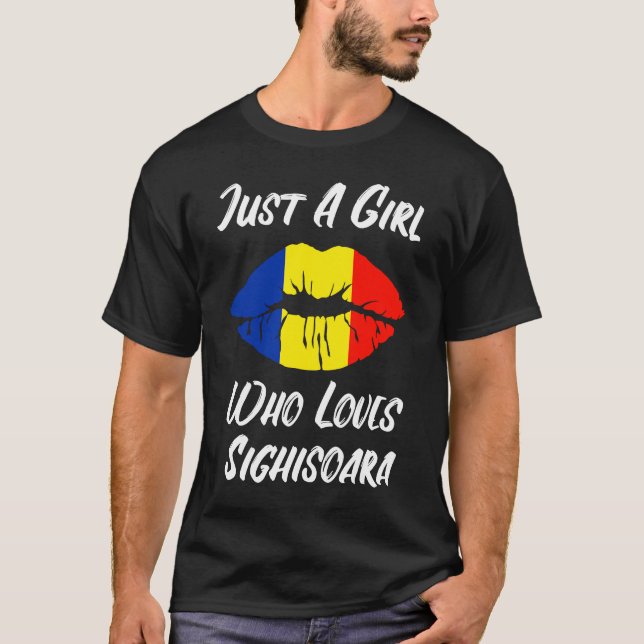 T-shirt Lèvres et Bouche Amour Drapeau Roumain Sighisoara (Devant)
