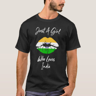 T-shirt Lèvres Femmes Filles Amour Drapeau Indien Inde