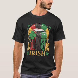 T-shirt Lèvres irlandaises noires Lèvres à gouttes afro-am