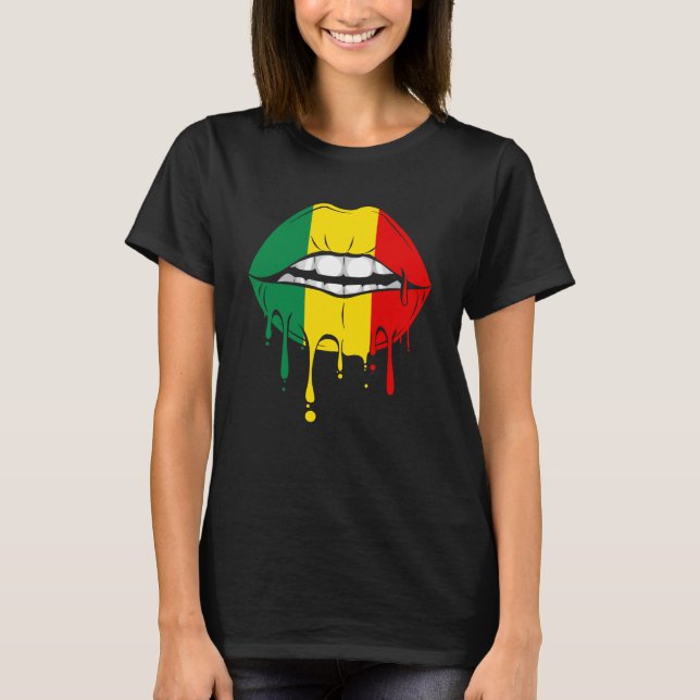 T-shirt Lèvres jamaïcaines rastafariennes (Devant)