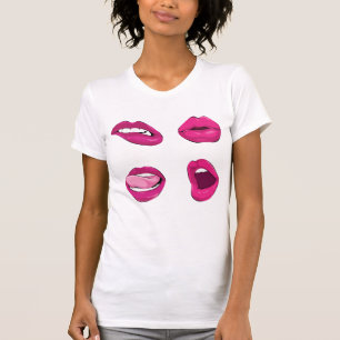 T-shirt lèvres mordant, lèchement boudant et baisers du