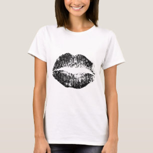 T-shirt Lèvres Pailletées Noires