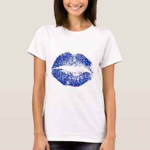 T-shirt Lèvres Parties scintillant bleues #2