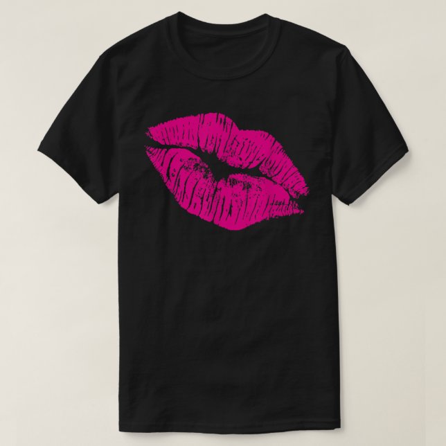 T-shirt Lèvres roses chaudes des années 80 (Design devant)