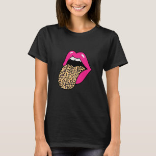 T-shirt Lèvres roses chaudes Langue léopard
