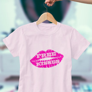 T-shirt Lèvres roses Lipstick Baiser Gratuit Baisers T-shi