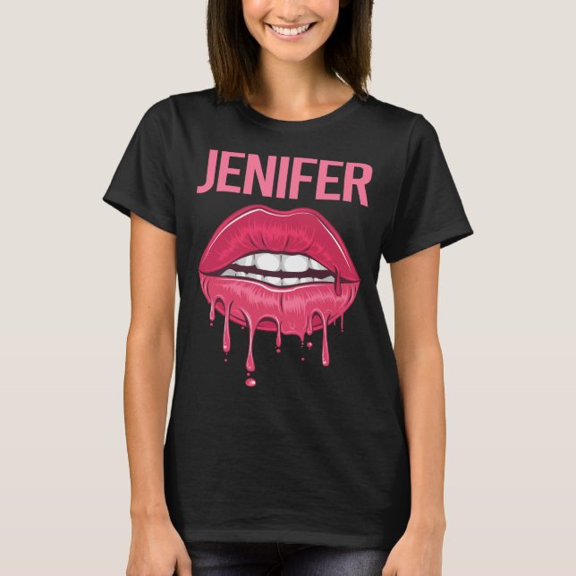 T-shirt Lèvres roses - Nom Jenifer (Devant)