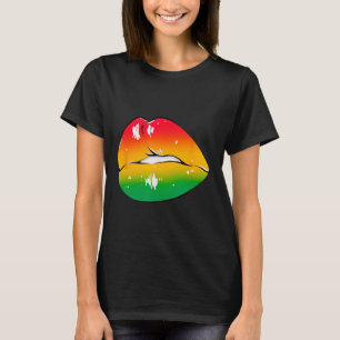 T-shirt Lèvres Rouge Jaune Vert Afrique Mode Dessin de Lèv