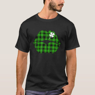 T-shirt Lèvres Vertes Plaid Lips Shamrocks Costume irlanda