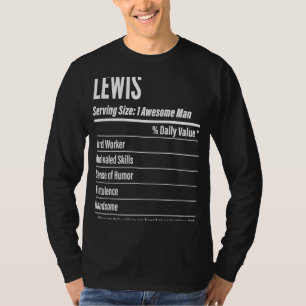 T-shirt Lewis Faits nutritionnels Calories de la taille de