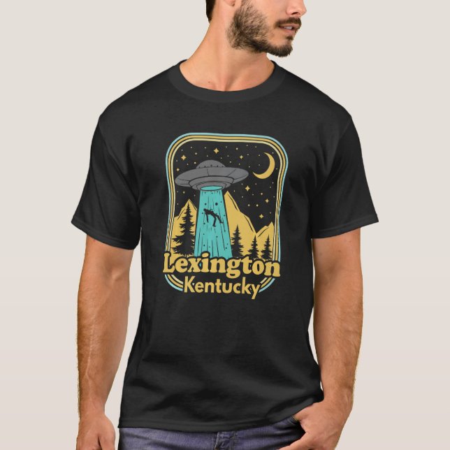 T-shirt Lexington Kentucky Ufo Alien Hunter 80s State Prid (Devant)