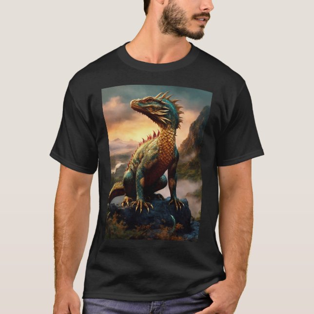 T-shirt Lézard à cornes dragonales (Devant)
