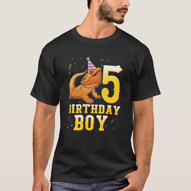 T-shirt Lézard Dragon à oreilles 5e anniversaire Garçon de (Devant)