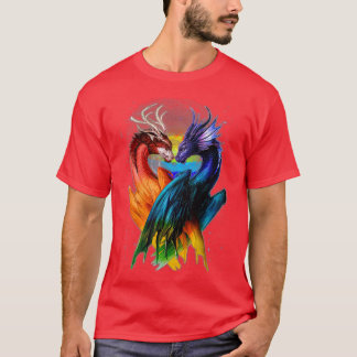T-shirt LGB Dragon Heart Rainbow Heart Dragon Pride LGB
