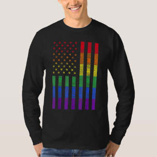 T-shirt Lgbt American Flag Pride Rainbow Gay Lesbian Bi Tr