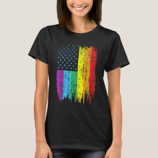 T-shirt Lgbt American Flag Pride Vintage Old Patriotic