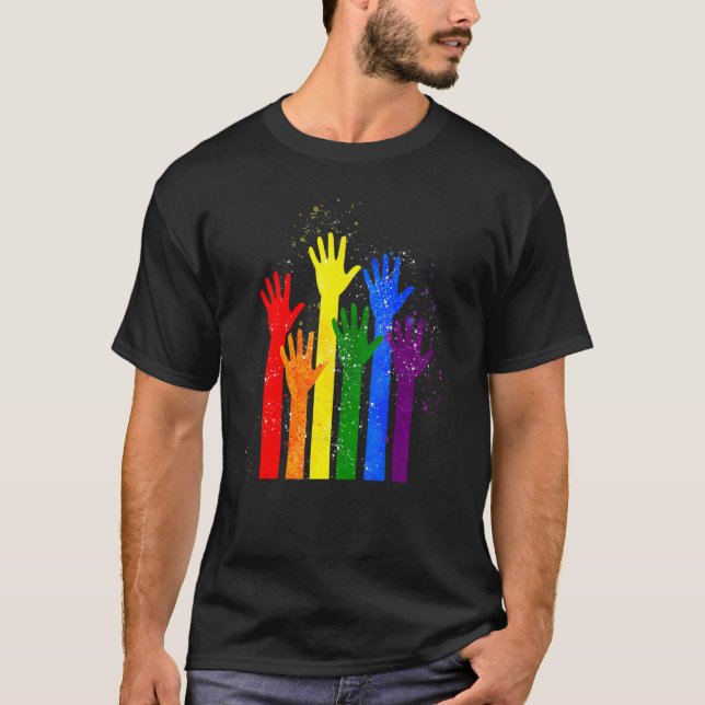 T-shirt Lgbt Drapeau Lgbt Pride Égalité De Main Droits De  (Devant)