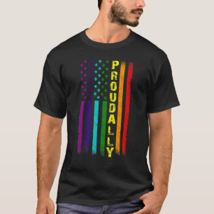 T-shirt Lgbt Fier Ally Lgbtq Fier Drapeaux Américains Rain