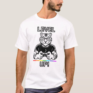 T-shirt LGBT+ Fierté Gaymer Joueur Tigre Niveau Supérieur 