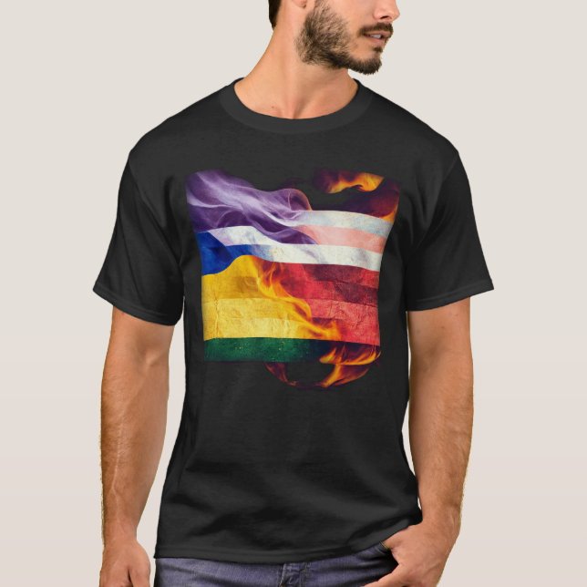 T-shirt Lgbt Flag Burning (Devant)