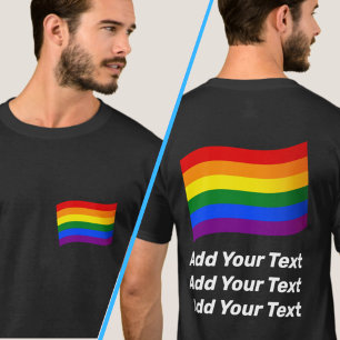T-shirt LGBT Flying Rainbow Drapeau Texte avant et arrière