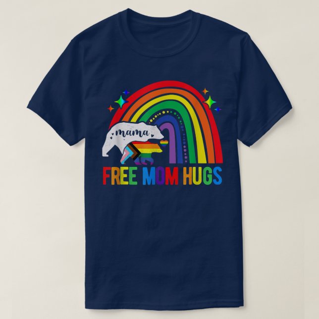 T-shirt LGBT Free Mom Hugues Bear Mama Bear Ally Rainbow F (Design devant)