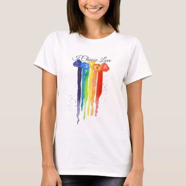 T-shirt Lgbt Gay pride Poppy Flower Rainbow Choose Love (Devant)