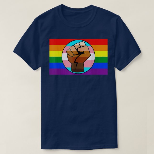 T-shirt LGBT Gay Trans Pride BLM Fist Flag  (Design devant)