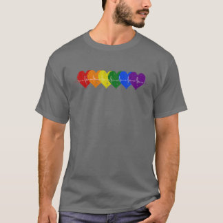 T-shirt LGBT Heart Beat Rainbow Gay pride Mois Fier LGBT
