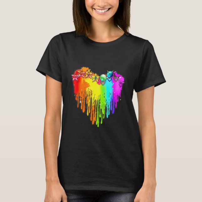T-shirt Lgbt Planet Star Lgbt Pride Heart Gay Les Bisexual (Devant)