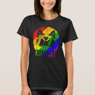 T-shirt Lgbt Pride Ally Chat Arc-en-ciel Drapeau Gay Lesbi