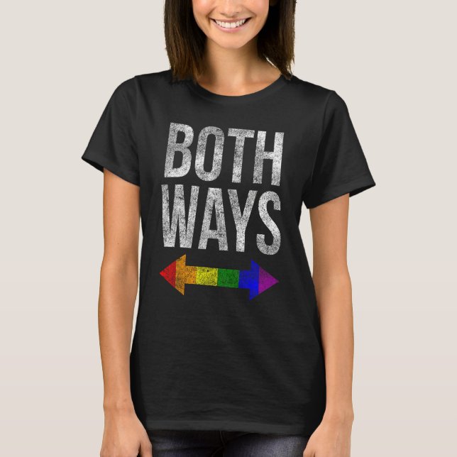 T-shirt LGBT Pride Both Ways Bisexual Rainbow Arrow Human  (Devant)
