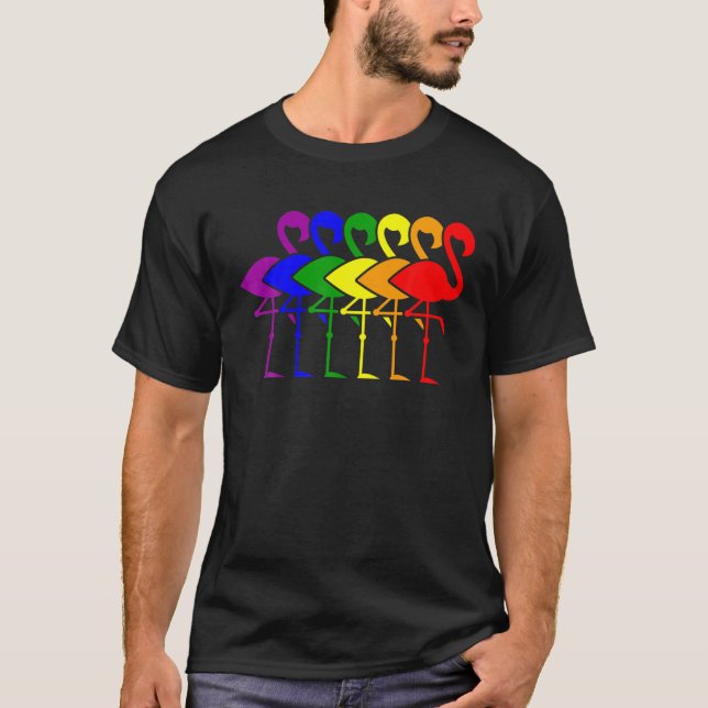 T-shirt LGBT Pride Flamant rose rose Lesbian Gay Support é (Devant)